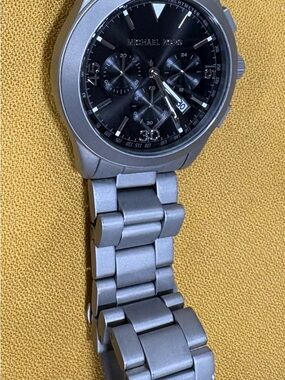 Michael Kors Silver Tone Bracelet Watch with Black Dial